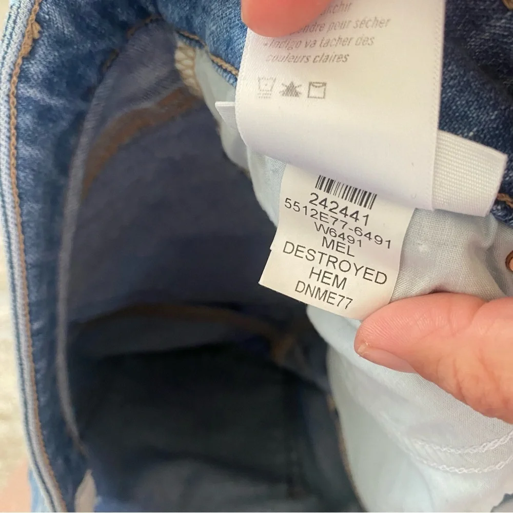 Paige Cindy Destroyed Hem Mel Blue Jeans Straight Wide Leg Distressed: 30